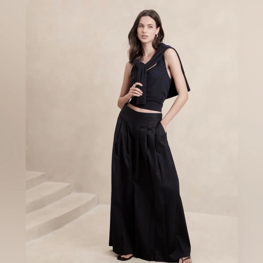 NEW! Banana Republic Black Linen-Blend Palazzo Pant  #852050 🩷